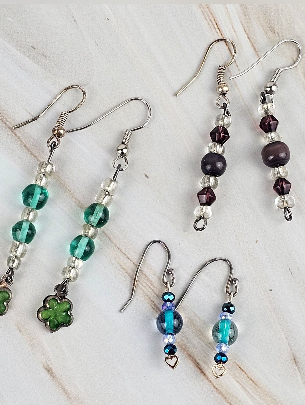 Handmade Beaded Pierced Dangle Earrings Fashion Jewelry Lot of 3